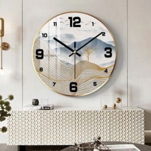 Tranh đồng hồ tròn treo tường hiện đại DHT07