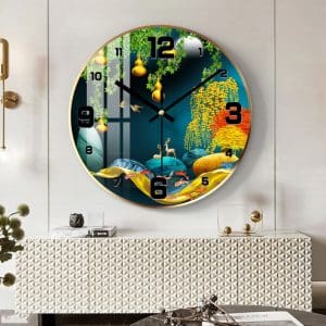 Tranh đồng hồ tròn treo tường hiện đại DHT010