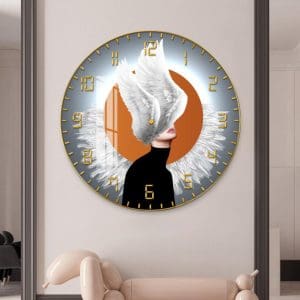 Tranh đồng hồ tròn treo tường mẫu cô gái  DHT021