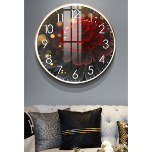 Tranh đồng hồ tròn treo tường mẫu hoa nghệ thuật DHT025