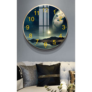 Tranh đồng hồ tròn treo tường mẫu phong cảnh hiện đại DHT028