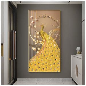 Tranh đồng hồ công vàng treo tường TDH059
