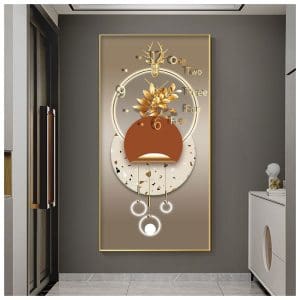 Tranh đồng hồ trừu tượng hiện đại treo tường TDH058