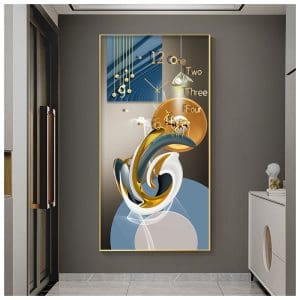 Tranh đồng hồ trừu tượng hiện đại treo tường TDH062