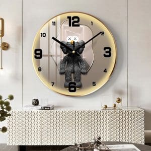 Tranh đồng hồ gấu kaw tròn treo tường DHT049
