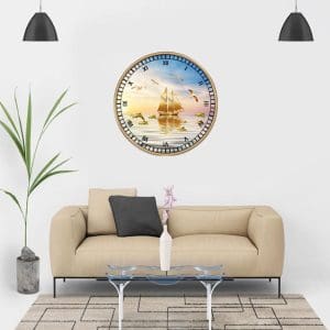 Tranh đồng hồ tròn thuận buồm xuôi gió treo tường Mã DHTB08