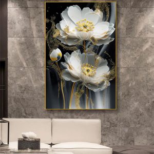 Tranh  Tráng Gương Tranh Hoa treo phòng khách H59