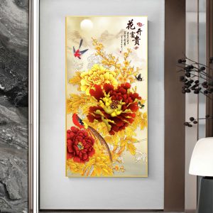 Tranh  Tráng Gương Tranh Hoa treo phòng khách H51