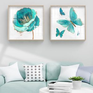 Tranh Tráng Gương Tranh Hoa treo phòng khách H39