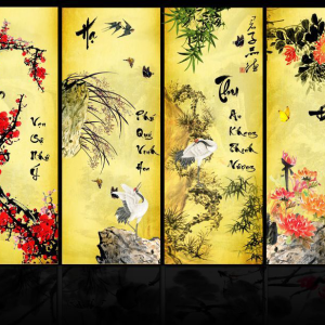 Tranh Tứ Qúy Tùng Cúc Trúc Mai  Trang Trí Phòng Khách TQ02