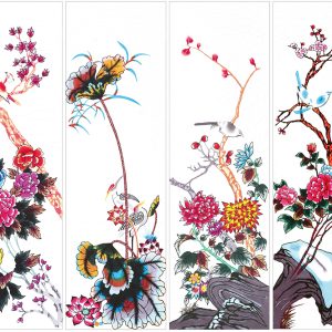 Tranh Tứ Qúy Tùng Cúc Trúc Mai Tráng Gương Trang Trí Phòng Khách TQ08