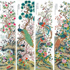 Tranh Tứ Qúy Tùng Cúc Trúc Mai Tráng Gương Trang Trí Phòng Khách TQ07