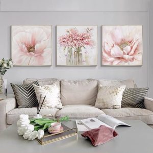 Tranh Tráng Gương Tranh Hoa treo phòng khách H35