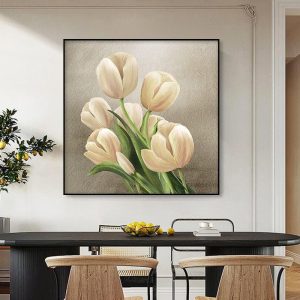 Tranh Tráng Gương Tranh Hoa treo phòng khách H47