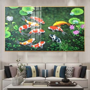 Tranh Cửu Ngư Quần Hội Treo phòng khách CH03