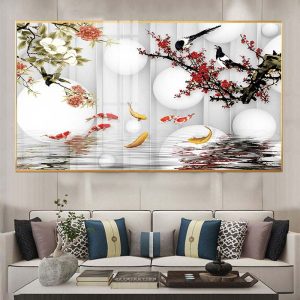 Tranh Cửu Ngư Quần Hội Treo Phòng Khách CH10