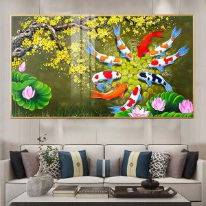 Tranh Cửu Ngư Quần Hội Treo Phòng Khách CH09