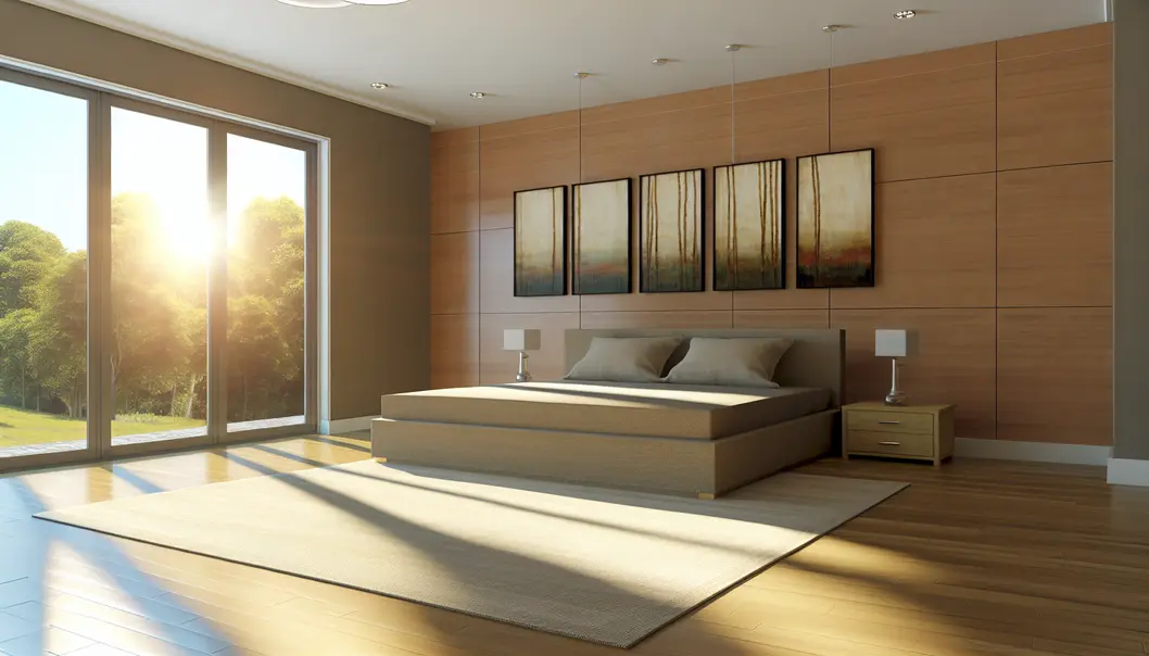 Phòng ngủ trang trí với tranh nghệ thuật mang lại sự thư giãn.